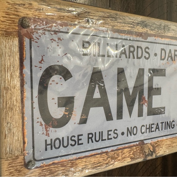 NEW Framed Game Room House Rules Metal Street Sign (7"x17") - Picture 2 of 7